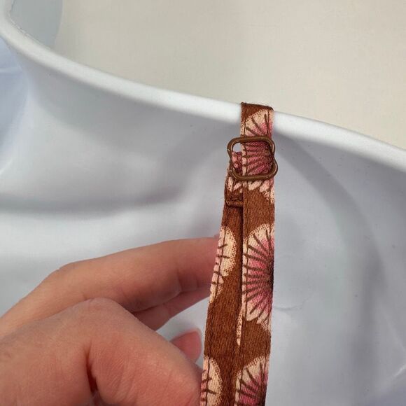 Vtg Y2K GAP Midi Slip Dress Floral Print Brown Pink 100% Cotton Back Zip Size 8 - Picture 6 of 11